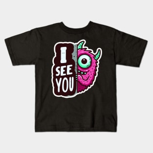 Peekaboo I SEE YOU Monster Kids T-Shirt